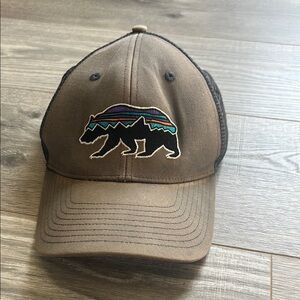 Patagonia Brown Trucker Hat with Bear Design